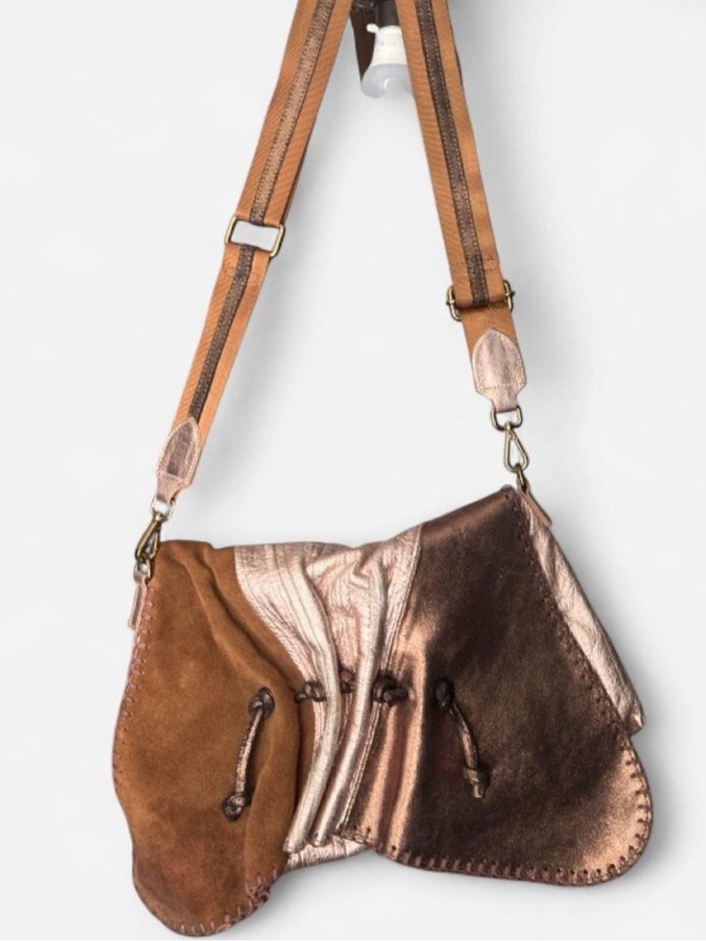 Sharif Legacy Museum Rouched Flap Leather Messenger Bag